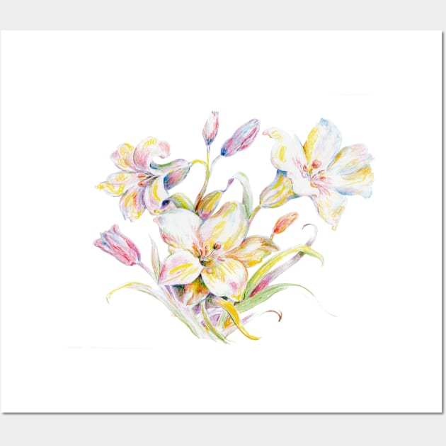 Color pencil of Easter Lilies Wall Art by ShiningLightGallery